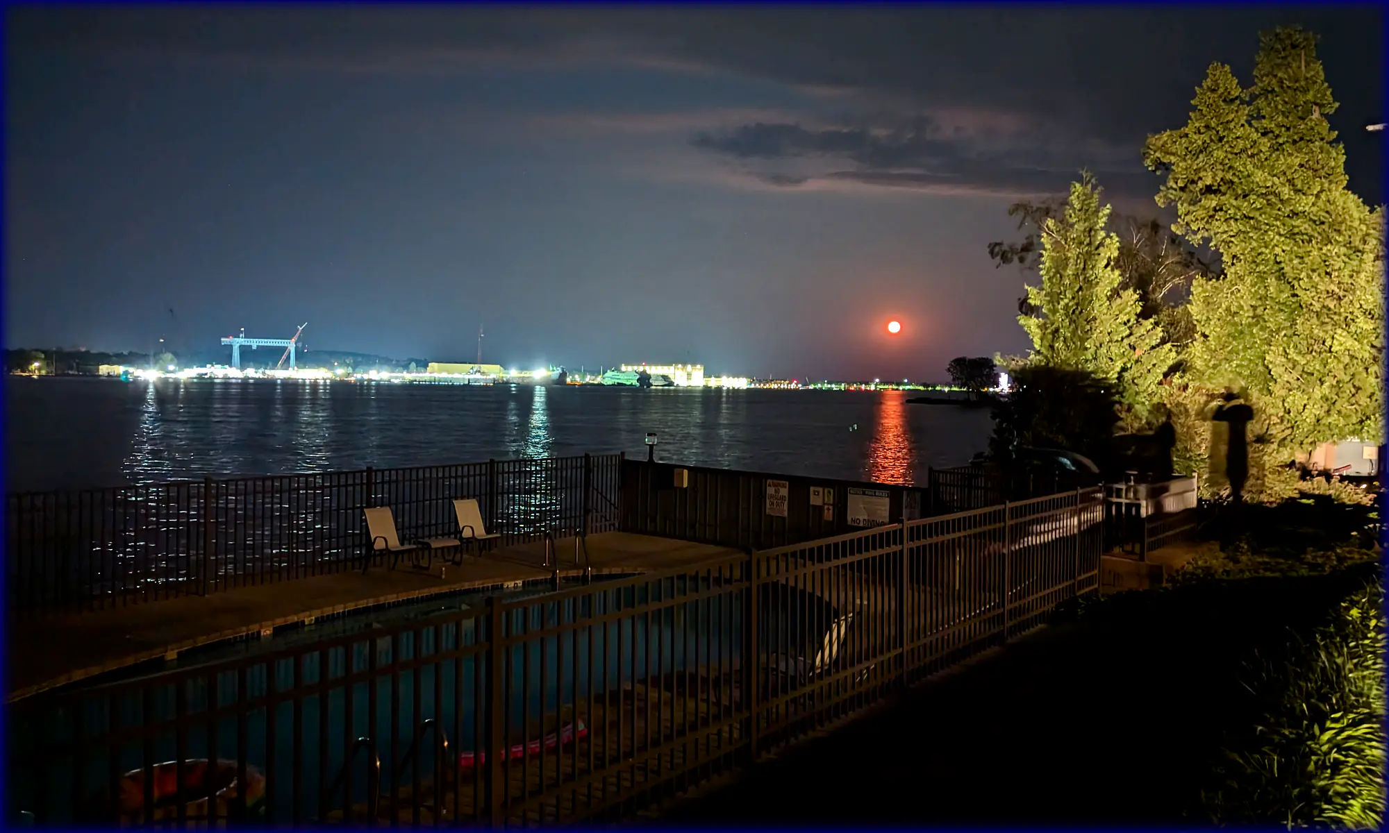 Moon over channel at Cliff Dwellers Resort