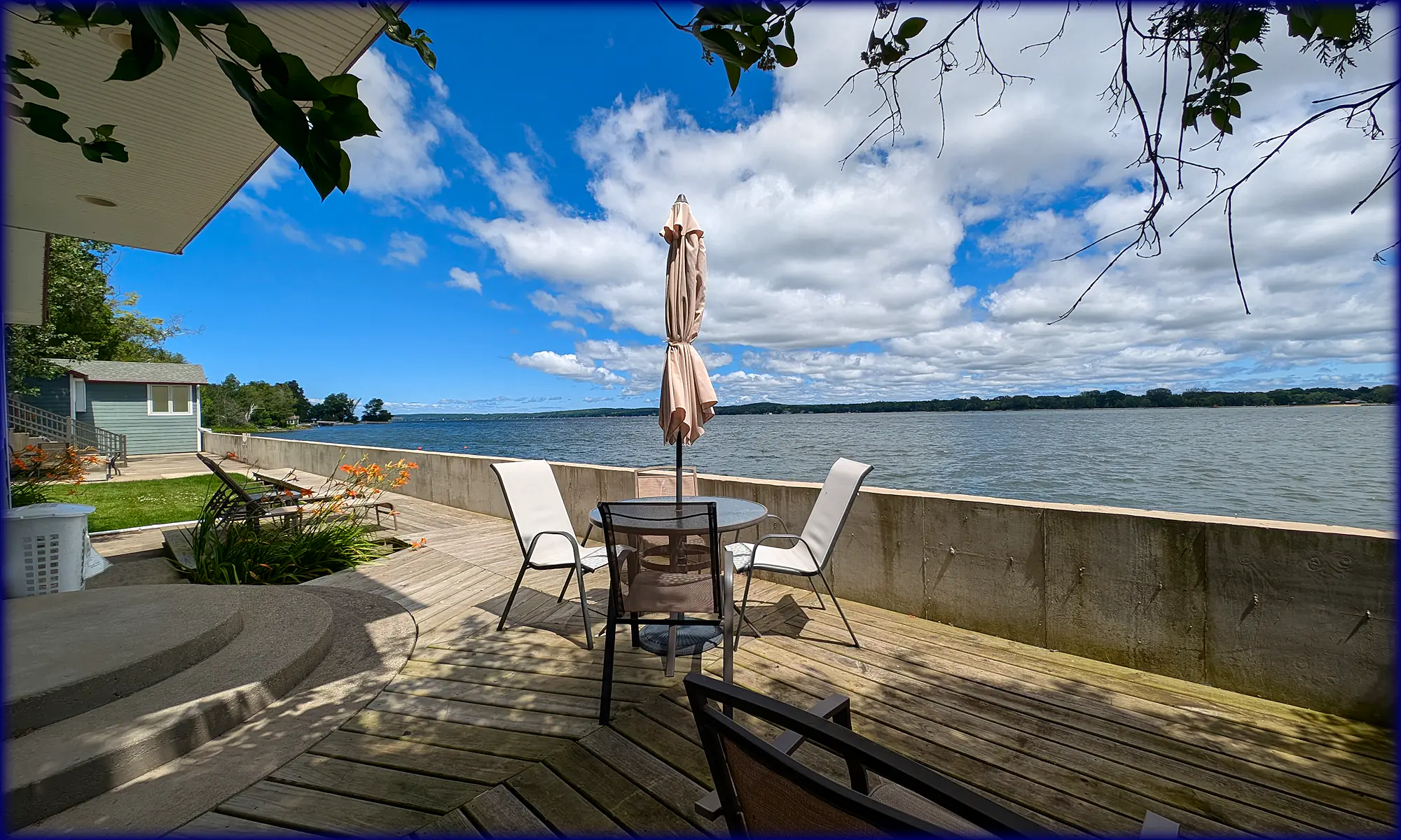 Harbors Edge lower unit porch at Cliff Dwellers Resort